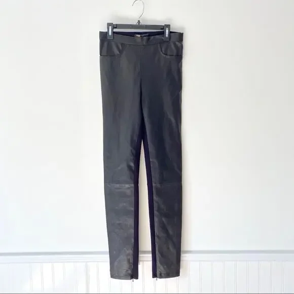 Maje Smarta Black Lamb Leather Stretch Leggings Small NWTS